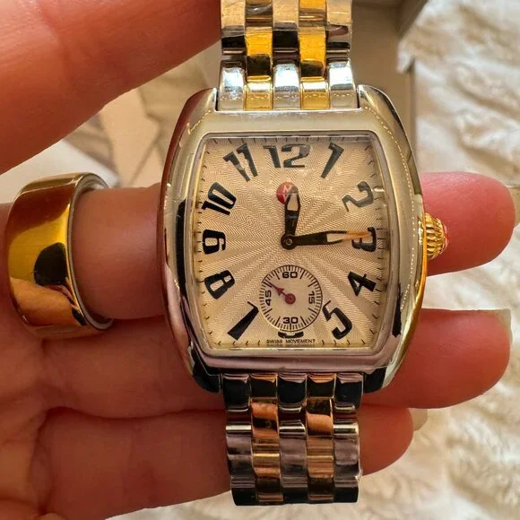 NWT Michele Urban Mini Two-Tone 18K Gold Plated Watch - Picture 4 of 14